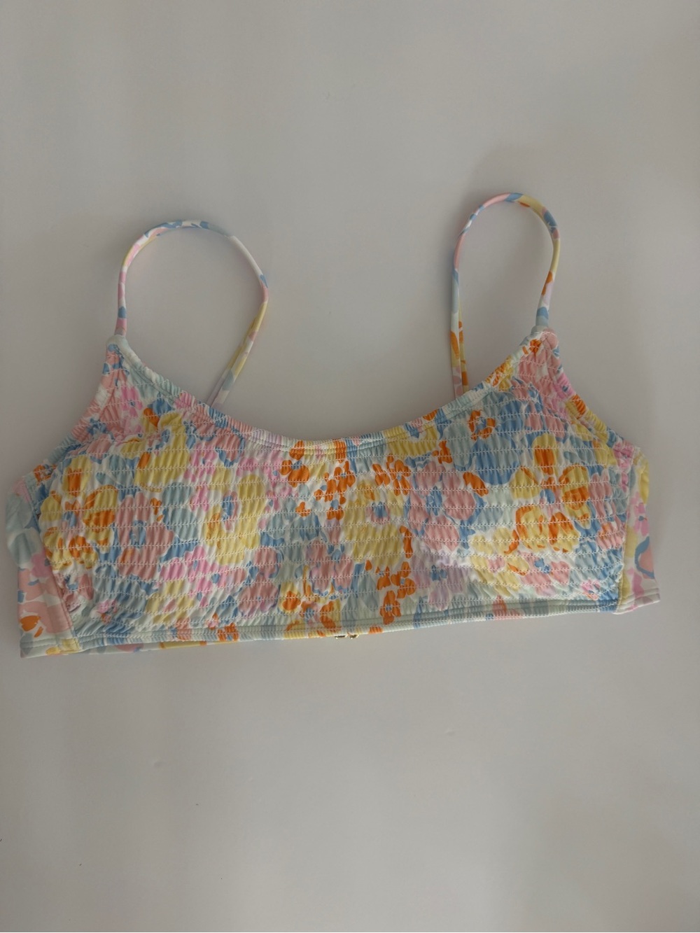 Wild Fable Women’s Smocked Floral Print Bralette Bikini Top Large NWOT